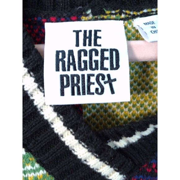 Y2K The Ragged Priest Tartan Plaid Cropped Red Green Sweater Vest M - Picture 6 of 10